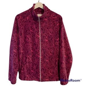 Blair medium full zip fleece jacket pockets paisley warm soft mock neck fall